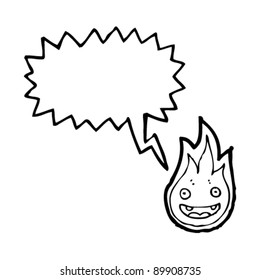 flame cartoon character with speech bubble cartoon