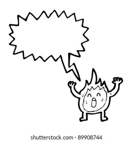 flame cartoon character with speech bubble cartoon