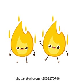 Flame cartoon vector. Cute Flame character design.