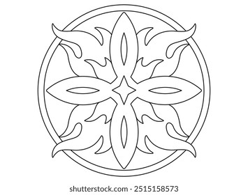 Flame and Celtic symbol, fire element - vector linear image for coloring logo or pictogram. Outline. Fire and Celtic symbol element of fire magic.