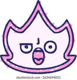 Flame Character Chalk Drawing in bright neon colors