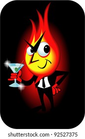 Flame Character with Cocktail