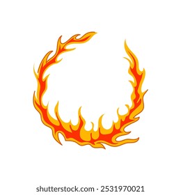 flame circle fire cartoon. heat burn, inferno smoke, ignition spark flame circle fire sign. isolated symbol vector illustration