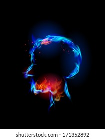 Flame collection Human's head Pain concept