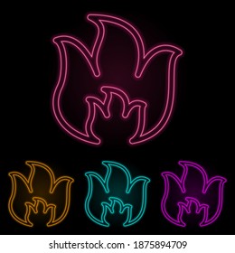 flame color neon set. Simple thin line, outline vector of web icons for ui and ux, website or mobile application