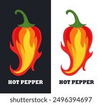 flame color and shape hot chilli pepper logo design