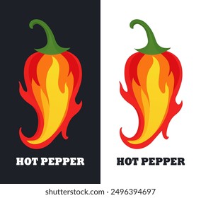 flame color and shape hot chilli pepper logo design