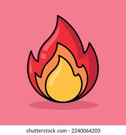 Flame Coloured Outline Cartoon style Vectorart