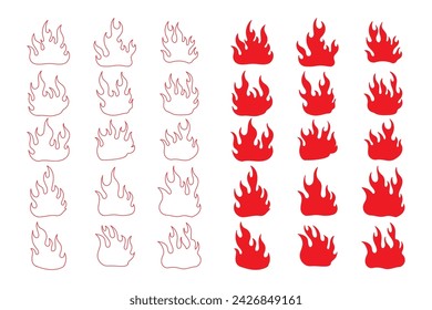flame decoration collection Simple vector flame icons in flat style
