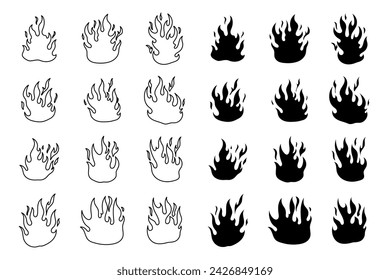 flame decoration collection Simple vector flame icons in flat style