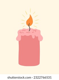 С mit einer Flamme andle. Design-Element für Grußkarte, Einladung, Druck, Aufkleber. Cartoon Grußgrafik zu Weihnachten, Weihnachten, Valentinstag, Geburtstag und Neujahr.	