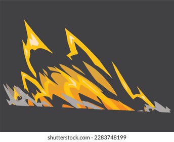 Flame destroyed ground effect vfx isolated sparks breaker vector illustration