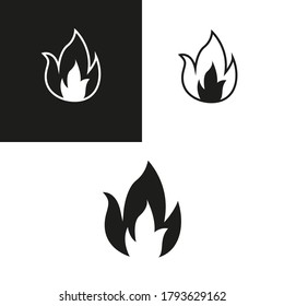 llama de diferente color en blanco y negro. diseño vectorial de logotipo de incendio