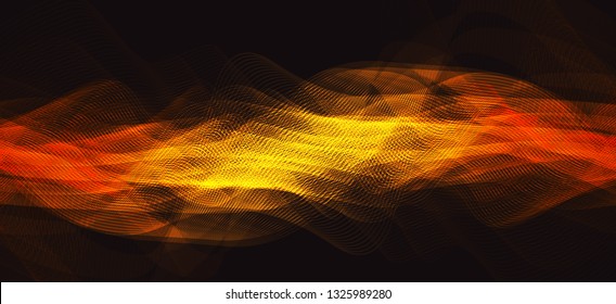 Flame Digital Sound Wave on Brown Background,Technology Wave concept,design for music studio and science,Vector Illustration.