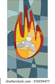 A flame and a dove as symbols for pentecost