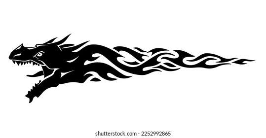 Flame Dragon Head, Isolated Abstract Illustration