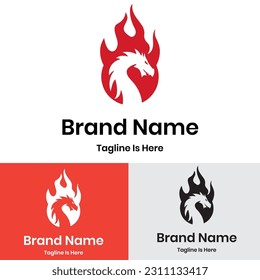 flame dragon logo design, dragon fire logo	
