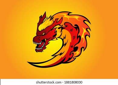 FLAME DRAGON MASCOT LOGO VECTOR EPS