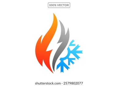 Flame and drop water, cooling and heating logo template. Plumbing, heating vector designs
