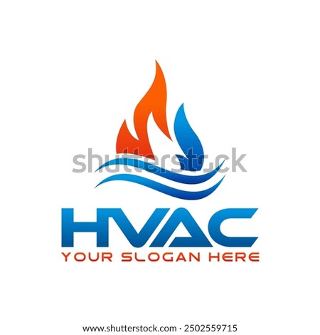 Flame and drop water, cooling and heating logo template. Plumbing, heating vector