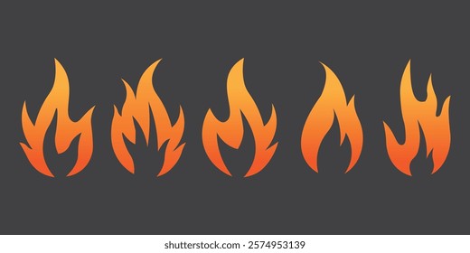 Flame Editable Stroke Line Icons and silhouette ,fire icon type