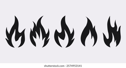 Flame Editable Stroke Line Icons and silhouette ,fire icon type