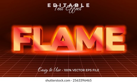 Flame editable text style effect, Glow 3D text style theme.