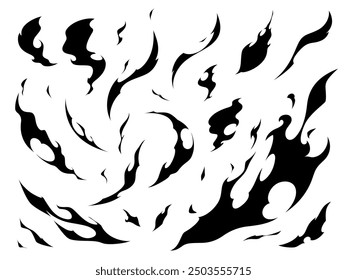 Flame effect illustration material set_silhouette