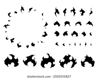 Flame effect illustration material set_silhouette