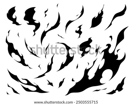 Flame effect illustration material set_silhouette