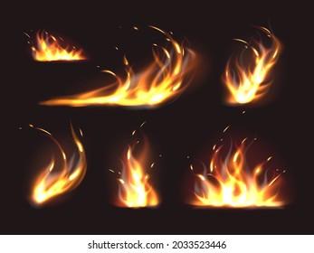 Flame elements. Realistic different shapes