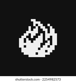 Flame emoji. Pixel art fire icon. Knitted design. Bonfire isolated vector illustration. 8-bit sprite. Old school computer graphic style.