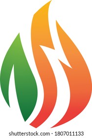 diseño del logotipo del vector de energía de llama con concepto moderno y natural