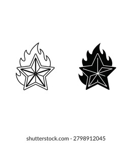 Flame engulfed star symbol design illustration with illustration stylized artistic insignia