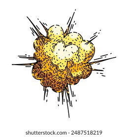 flame explosion bomb hand drawn. fireball explosive, dynamite boom, black cloud flame explosion bomb vector sketch. isolated color illustration