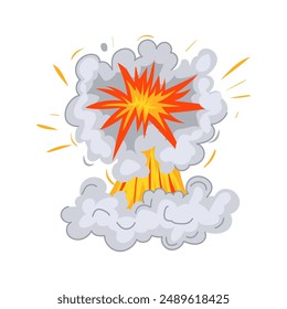 dibujo animado del efecto de la explosión de la llama. abstracto amarillo, guerra cómica, color de la bola de fuego signo del efecto de la explosión de la llama. símbolo aislado Ilustración vectorial