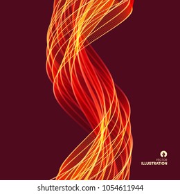 Flame fire background for design and presentation. Vector illustration with motion effect.