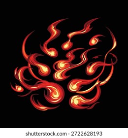 Estilo de anime cómico de bola de fuego de llama