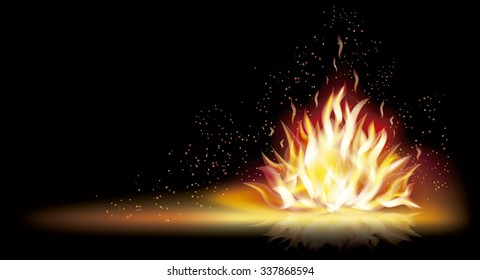 Flame fire banner, vector background