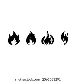 Flame Fire Blaze Icon in Black and White Silhouette