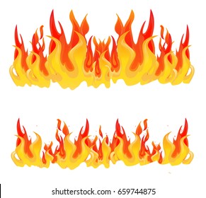 Flame, fire, bonfire, cartoon vector set