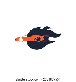 Flame Fire Boosting Nitro Racing Car Abstract Mark Pictorial Emblem Logo Symbol Iconic Creative Modern Minimal Editable in Vector Format svg