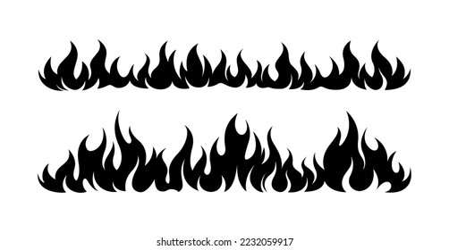 Flame fire border frame silhouette  template set vector illustration clipart