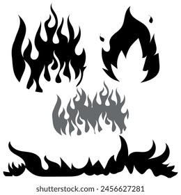 Flame fire border frame silhouette template set vector illustration clipart