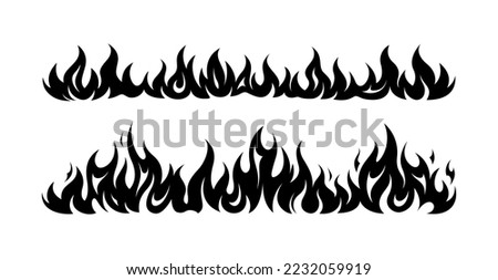 Flame fire border frame silhouette  template set vector illustration clipart