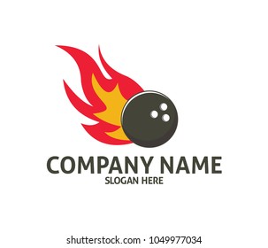 flame fire bowling sport center vector logo design template