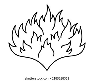 Flame of fire. The fire is burning. Sketch. Vector illustration. Hot tongues of fire. Coloring book for children. Isolated background. Doodle style. Idea for web design.