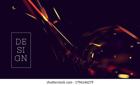 Flame of fire close up sparks in the air over a dark night. Close up realistic firestorm composition, abstract design wallpaper backdrop