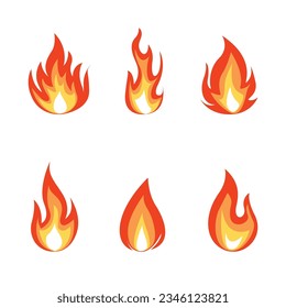 Flame, fire collection vector illustration