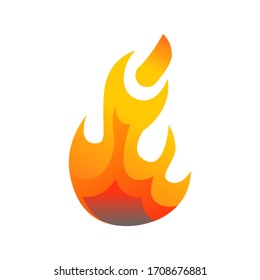 Flame of fire colorful pictogram isolated on white. Symbol, logo illustration. Flat style design. Flammable, fiery colorful graphics